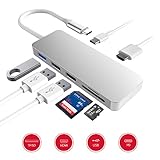 USB Type C ハブ 7in1 USB C ハブ ウルトラスリム USB C ドッキングステーション 4K HDMI出力 PD 充電対応 USB3.0 ハブ SD/Micro SD カードリーダー マイクロ タイプC HDMI 変換 アダプタ MacBook MacBook Pro/ChromeBook対応 シルバー (シルバー)